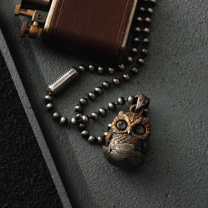 Owl Fidget Pendant | Brass & White Bronze | Coppertist.Wu