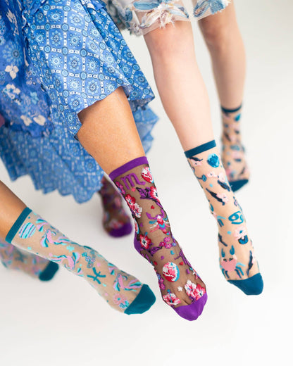 Scorpio Zodiac Black Sheer Crew Sock **