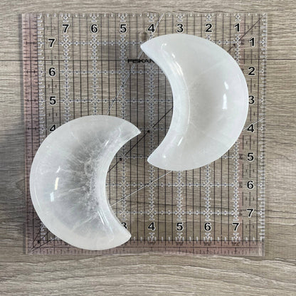 Selenite Heart & Moon Bowls | Crystal Charging Dish