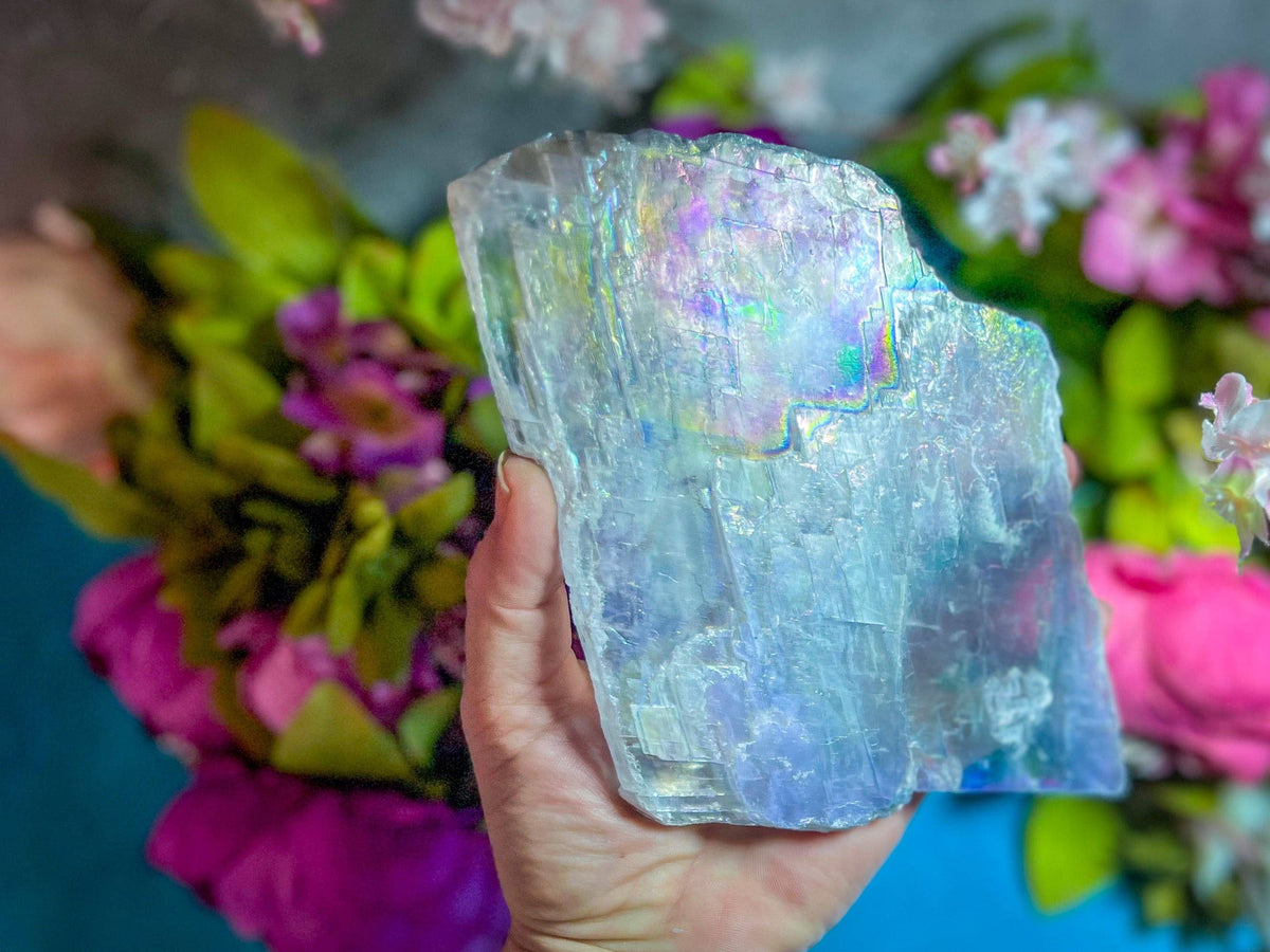 Raw Aura Selenite from USA | Iridescent Cleansing Crystal
