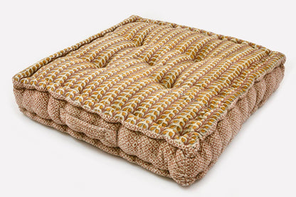 Block Print Square Meditation Cushion | Jaipur Velvet Craft