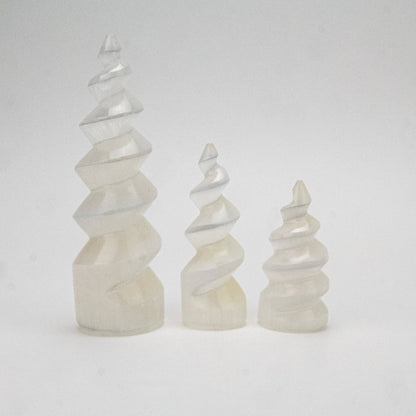 Selenite Unicorn Horn Spiral | Cleansing & Spiritual Growth