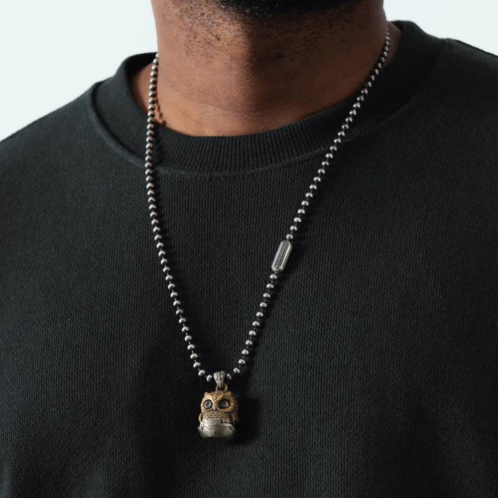 Owl Fidget Pendant | Brass & White Bronze | Coppertist.Wu