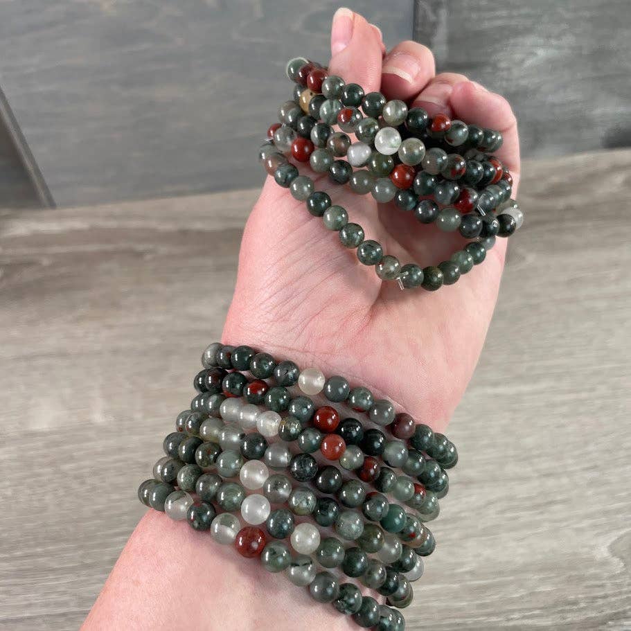 Gemstone Beaded Stretch Bracelet | 6mm Crystal Beads