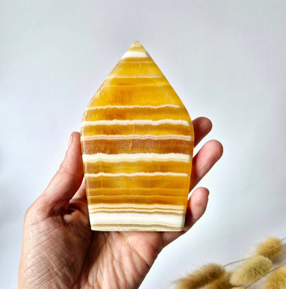 Yellow Calcite Teardrop Flame | Polished Crystal for Confidence