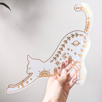 Celestial Cat Rainbow Suncatcher | Reusable Window Cling