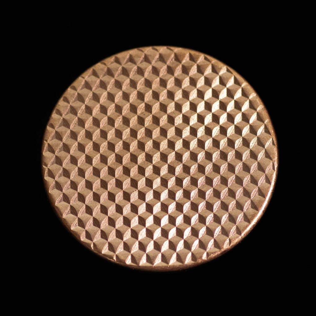 Textured Worry Stone - Raw Copper - Geometric Pattern Copper