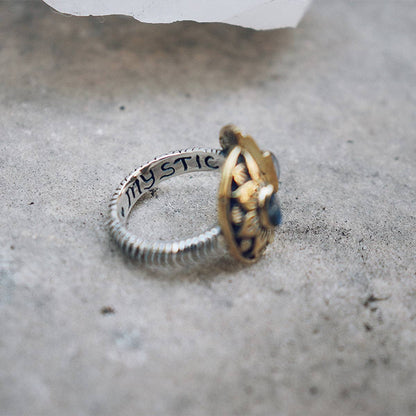 Natural Mystic Ring | Moonstone, Sterling Silver with Brass | Bahgsu Jewels
