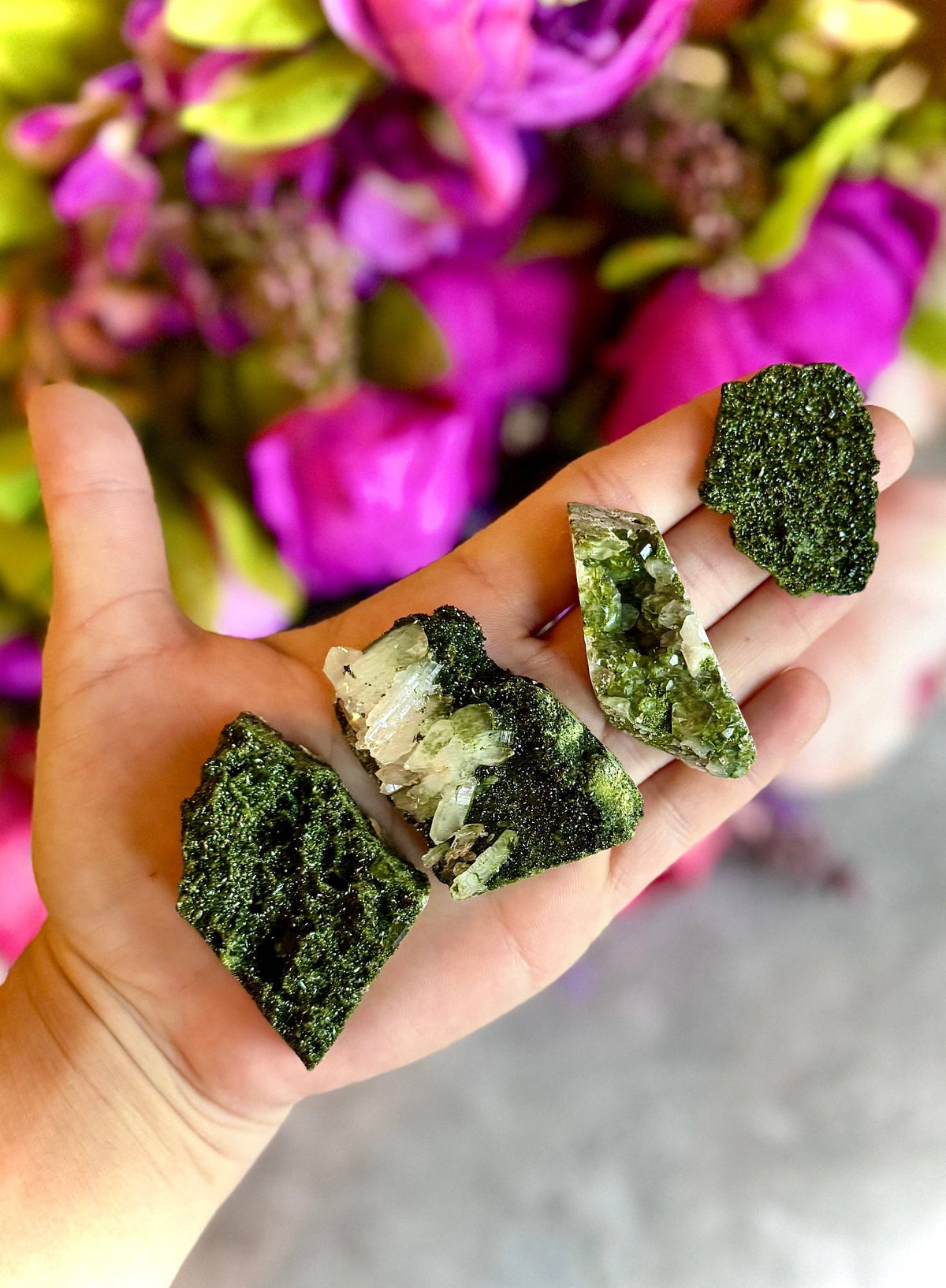 Forest Epidote Specimens from Turkey | Epidote & Quartz Crystal Clusters