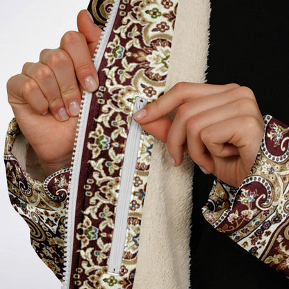 Classic Red Persian Carpet Zipper Cloak | Recycled Performance Fleece | Manifestie