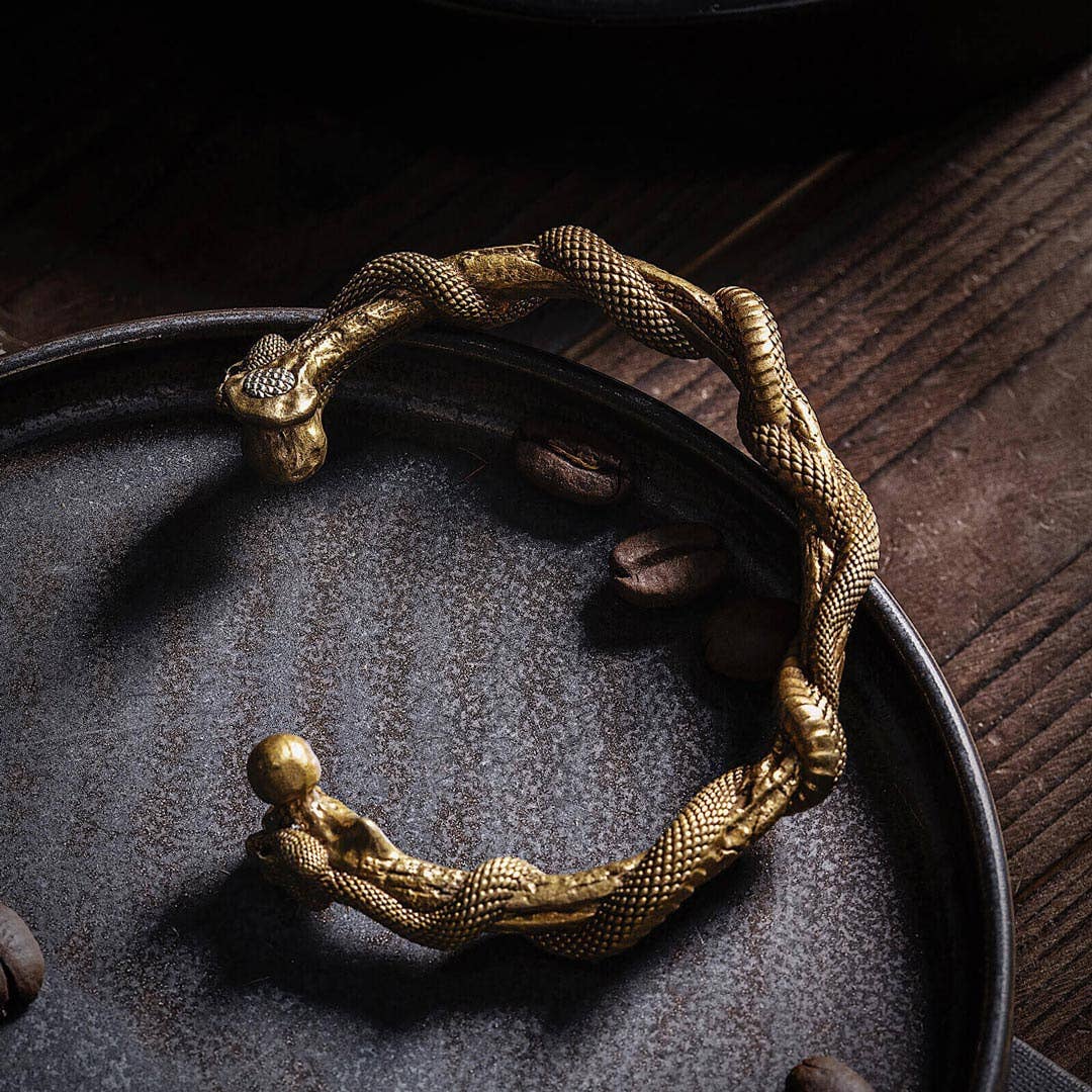 Snake Cuff | Brass with Sterling Silver & Zircon | Coppertist.Wu