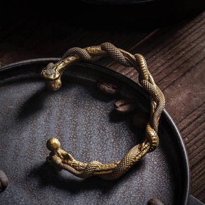 Snake Cuff | Brass with Sterling Silver & Zircon | Coppertist.Wu