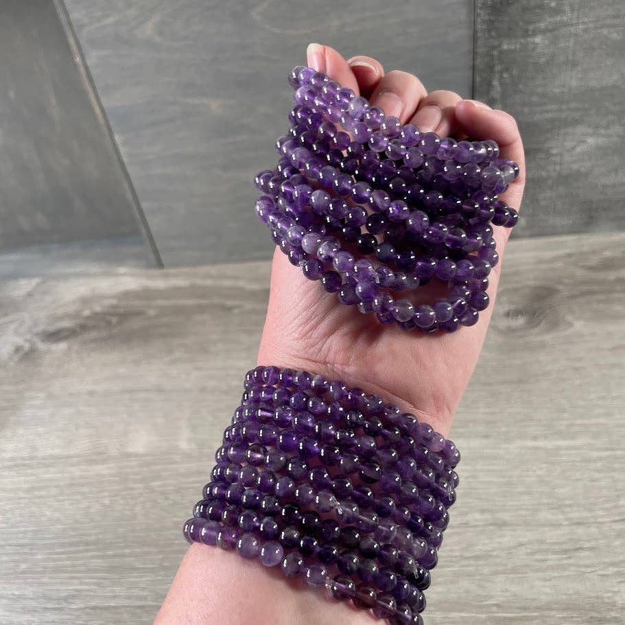 Gemstone Beaded Stretch Bracelet | 6mm Crystal Beads