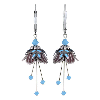 Sweet Dreams Flower Fairy Earrings | Hand-Painted Brass & Swarovski Crystal