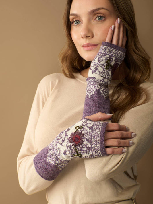 Isabela Alpaca Wrist Warmers | Hand Embroidered | Fall