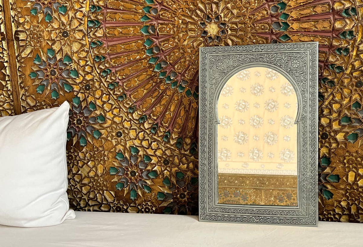 Moroccan Brass Mirror | Hand Embossed Decorative Mirror