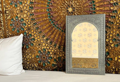 Moroccan Brass Mirror | Hand Embossed Decorative Mirror