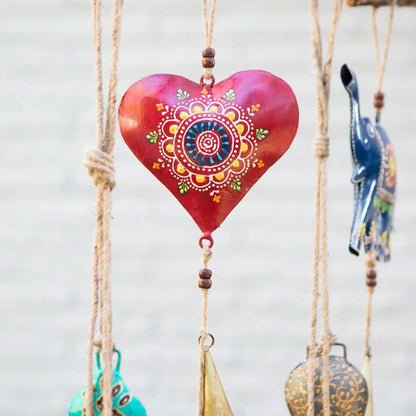 Henna Treasure Heart Bell Chime | Sun Motif Artisan Chime