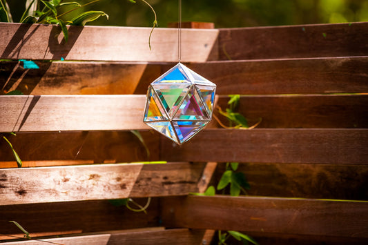 Icosahedron Glass Sculpture | Sacred Geometry Water Form