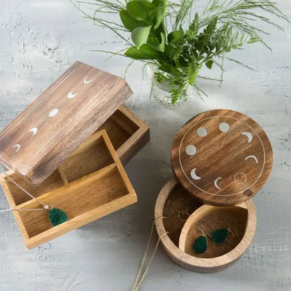 Indukala Moon Phase Jewelry Box | Handcrafted Lunar Storage