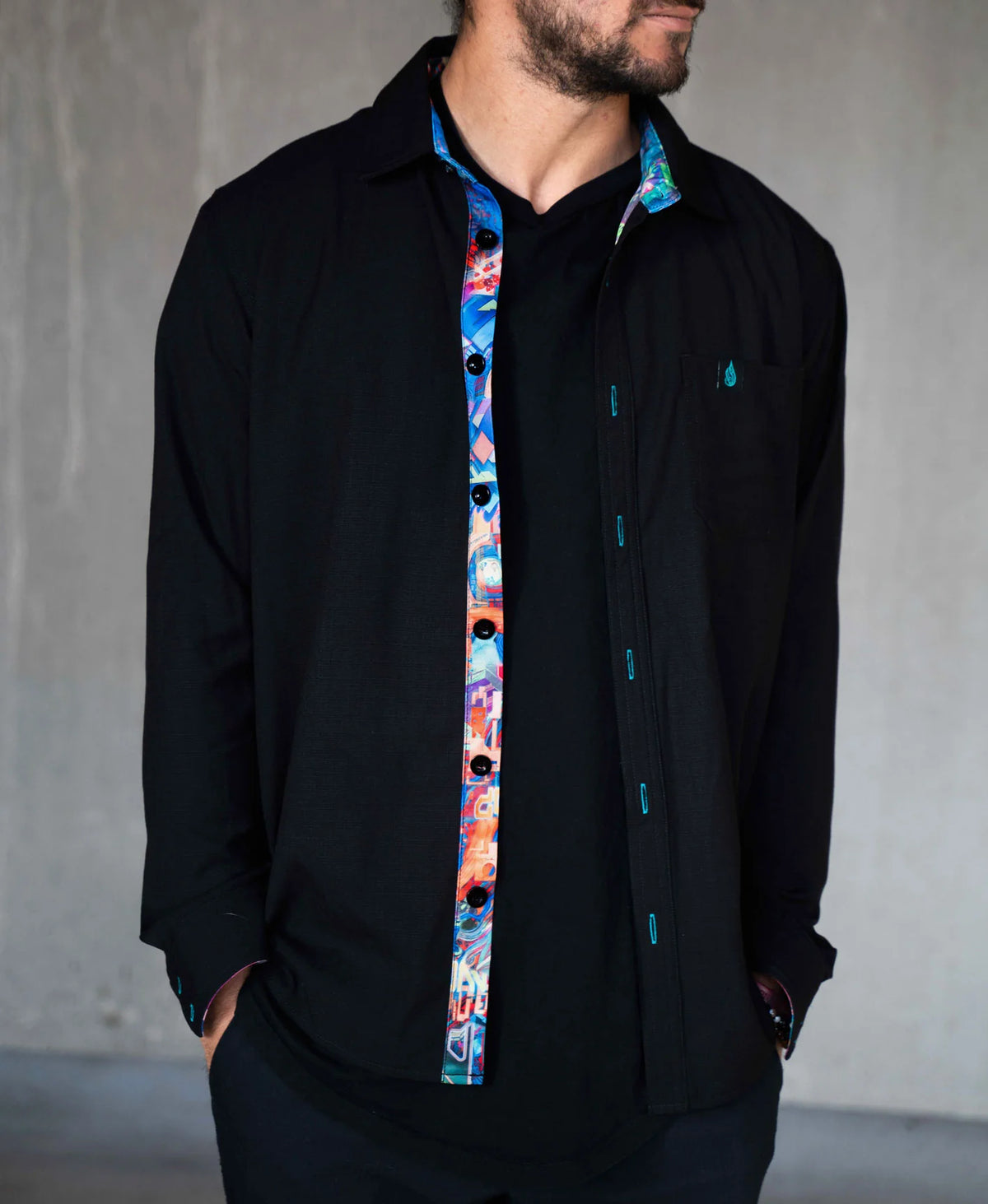 Elysia Lined Button Down Shirt | Android Jones Art | Threyda