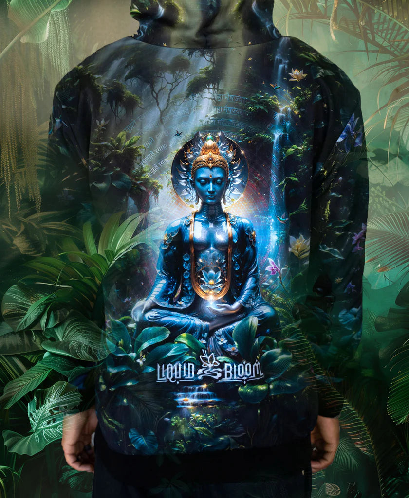 Medicine Buddha Zip Hoodie | Abzzolum & Liquid Bloom Art | Threyda