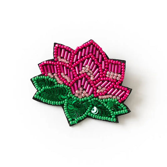 Bala Mani Beaded Lotus Brooch Pin | Handmade Fair Trade