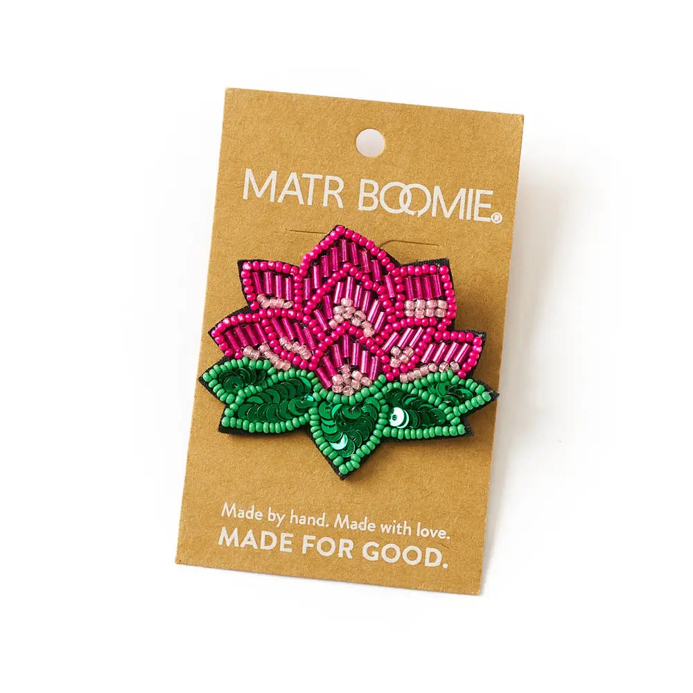 Bala Mani Beaded Lotus Brooch Pin | Handmade Fair Trade