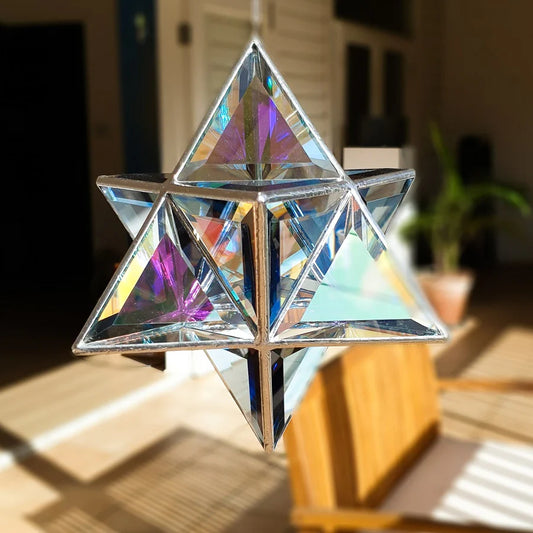 Merkaba Glass Sculpture | Star Tetrahedron of Light (10")