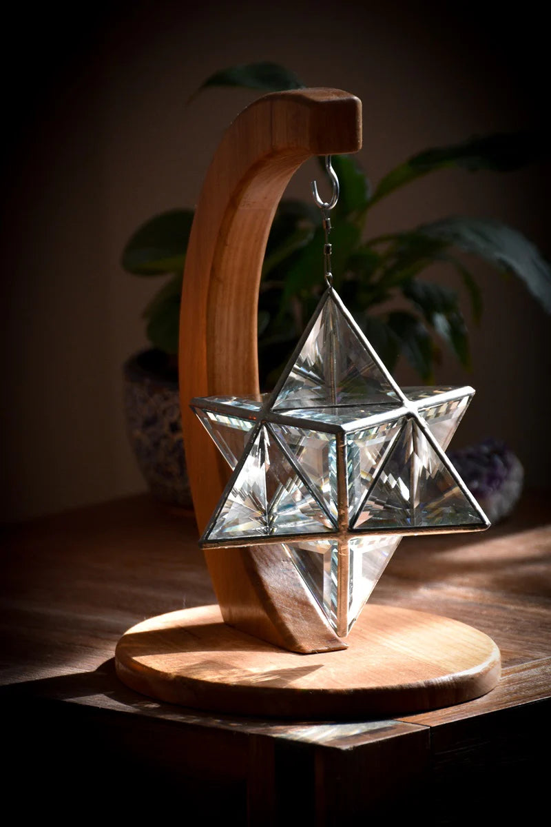 Wooden Sculpture Stand | Geometric Glass Sculptures