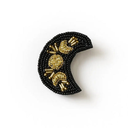 Bala Mani Beaded Moon Brooch Pin | Handmade Fair Trade