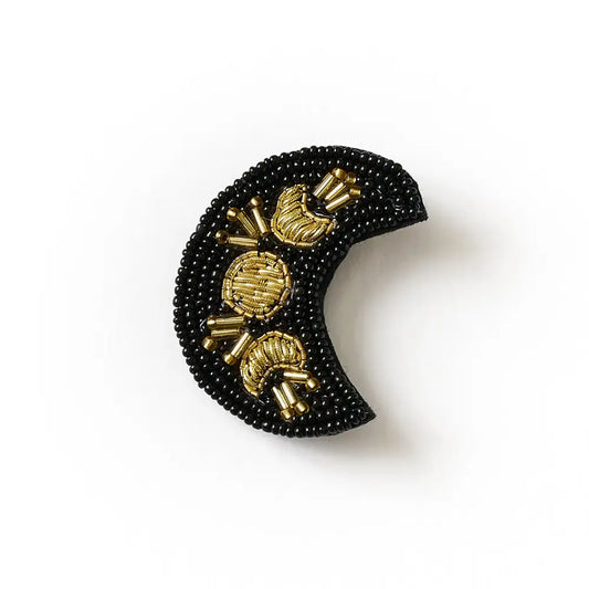 Bala Mani Beaded Moon Brooch Pin | Handmade Fair Trade
