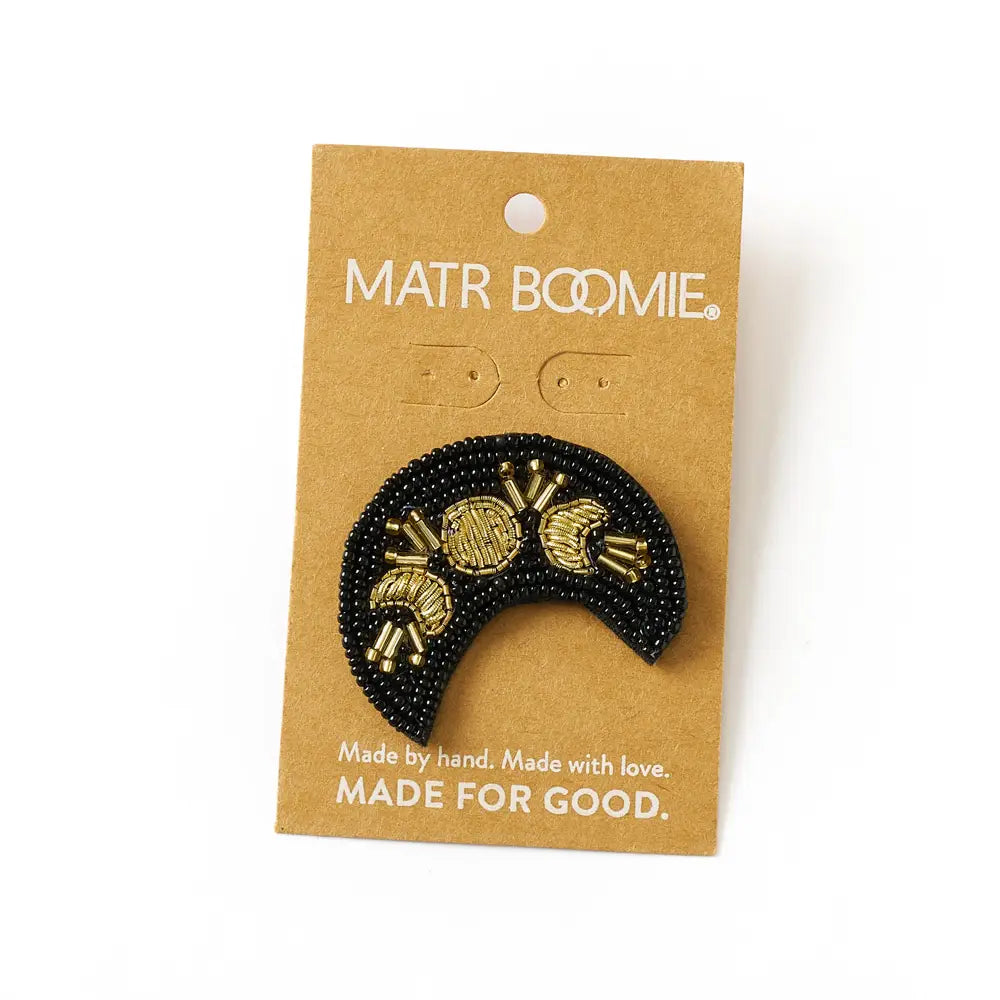 Bala Mani Beaded Moon Brooch Pin | Handmade Fair Trade