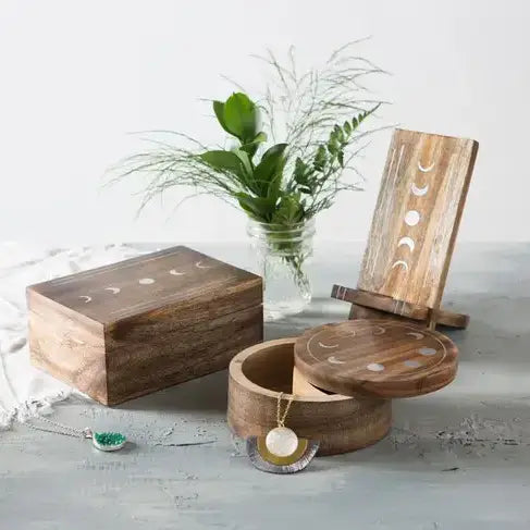 Indukala Moon Phase Pivot Box | Handcrafted Lunar Keepsake Box