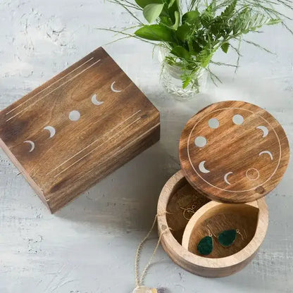 Indukala Moon Phase Pivot Box | Handcrafted Lunar Keepsake Box
