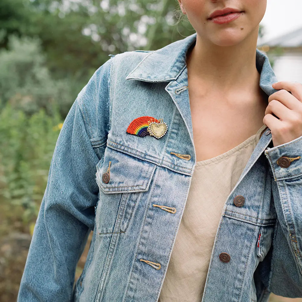 Bala Mani Beaded Rainbow Brooch Pin | Handmade Fair Trade