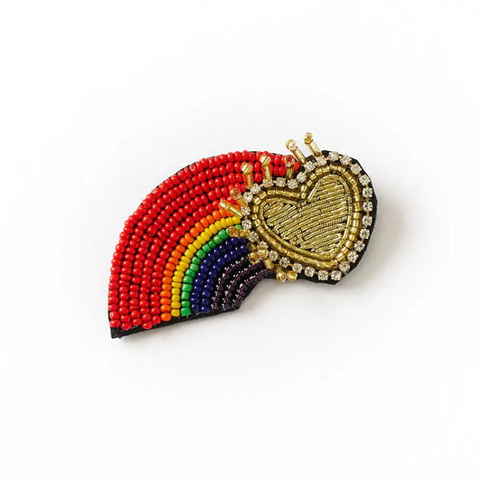 Bala Mani Beaded Rainbow Brooch Pin | Handmade Fair Trade