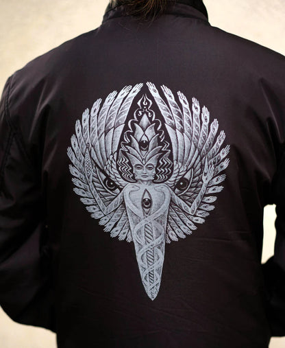 Vajra Being Funnel Neck Bomber Coat | Alex Grey | Threyda