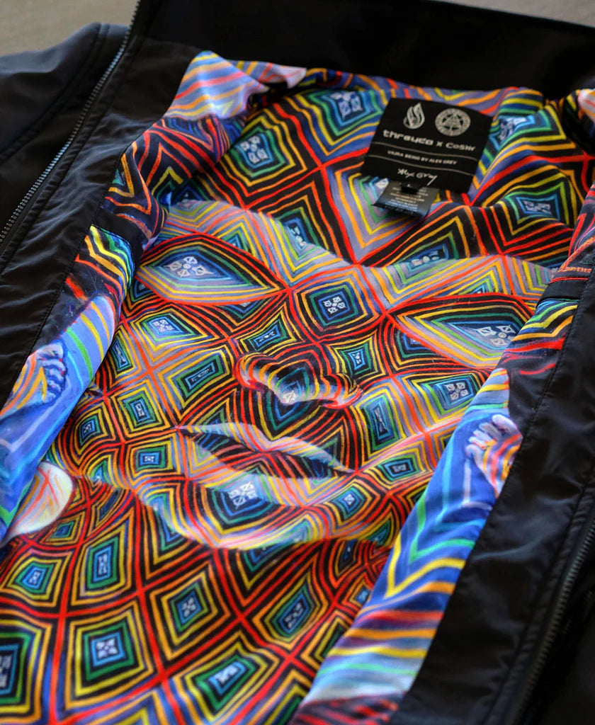 Vajra Being Funnel Neck Bomber Coat | Alex Grey | Threyda